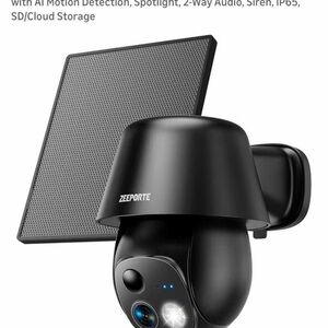 ZEEPORTE Outdoor Solar Security Camera - Black